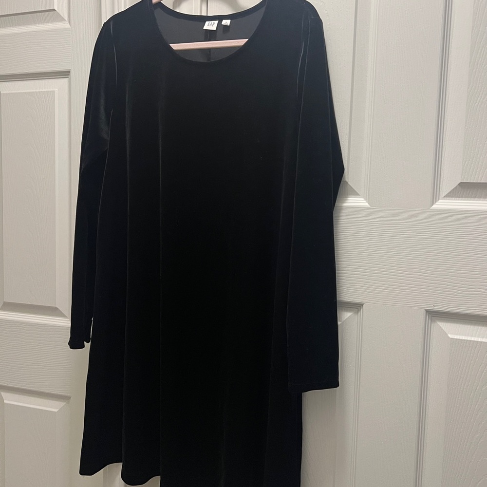 GAP Black Long Sleeve Velvet Dress XL